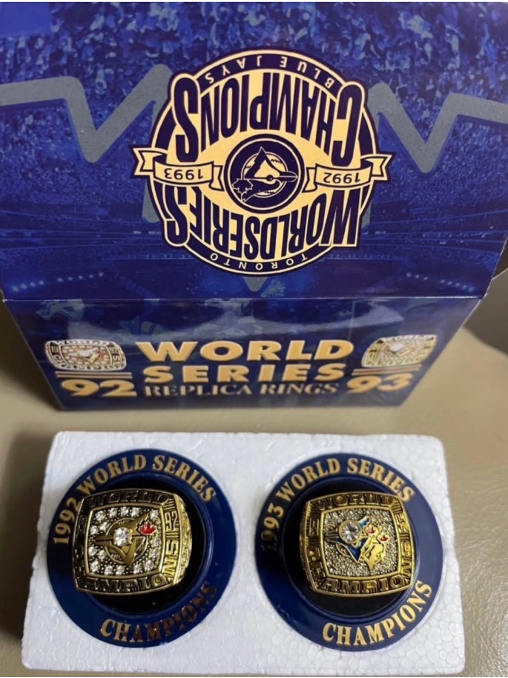 🔮Toronto Blue Jays🔮World Series Replica Rings 92-93 Collectible Box-NWOT